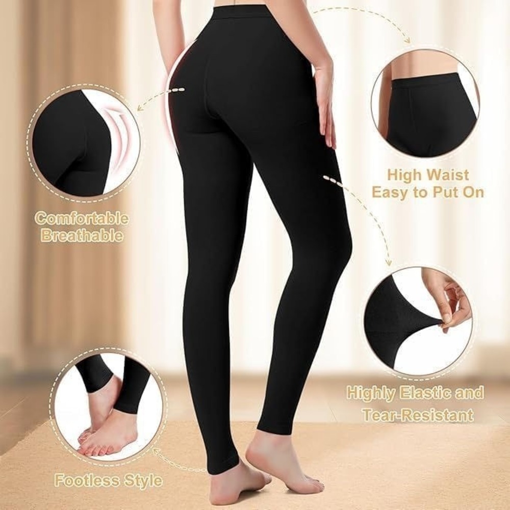 2 Pairs Lakicool Women's Medical Compression 20-30mmHg Footless Tights - XL - Picture 4 of 5